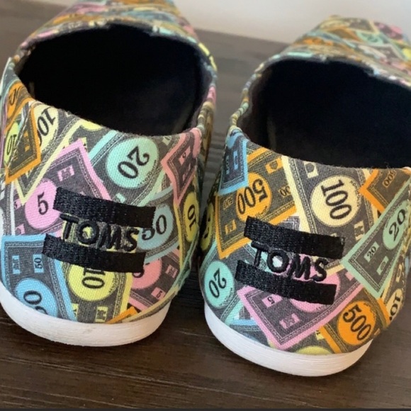 💰 TOMS MONOPOLY MONEY EUC SHOES SIZE 7 🎩 - Picture 5 of 8